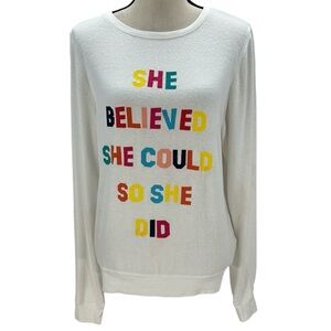 Dream Scene Long Sleeve She Believed She Could So She Did Sweatshirt - White - M